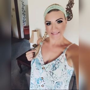 Summer Spaghetti strap Tropical Button down blouse size XL NWOT